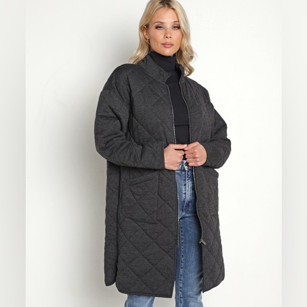 Z Supply Gray Catharina Quilted Zip Jacket (Small)